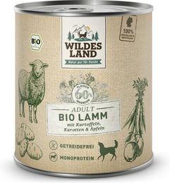 Wildes Land BIO Hundefutter Adult Lamm mit Kartoffeln und Karotten Stückchen in Sauce 800 g – Bild 1 von 2