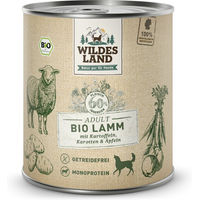 Produktbild von Wildes Land BIO Hundefutter Adult Lamm mit Kartoffeln und Karotten Stückchen in Sauce 800 g