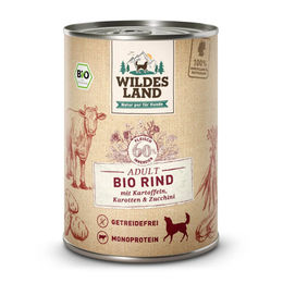 Wildes Land BIO Hundefutter Adult Rind mit Stückchen in Sauce 6 x 400 g - 6 x 400 g – Bild 1 von 3