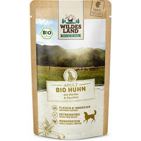 Produktbild von Wildes Land BIO Hundefutter Huhn mit Kürbis und Zucchini Stückchen in Sauce Adult 20 x 125 g - 10 x 125 g