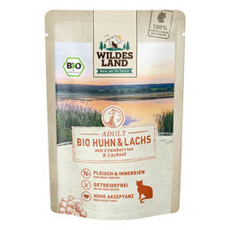 Wildes Land Bio Hundefutter Huhn und Lachs mit Cranberries getreidefrei 12x85 g – Bild 1 von 2