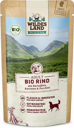 Wildes Land BIO Hundefutter Rind mit Stückchen in Sauce Adult 10 x 125 g - 10 x 125 g – Bild 1 von 2