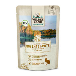 Wildes Land Bio Katzen Nassfutter Ente und Pute Adult Getreidefrei 12 x 85 g - 12 x 85 g – Bild 1 von 3