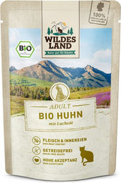 Wildes Land Bio Katzen Nassfutter Huhn mit Lachsöl Adult 12 x 85 g Getreidefrei - 12 x 85 g – Bild 1 von 2