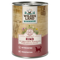 Produktbild von Wildes Land Classic Adult Hundefutter Rind mit Süßkartoffel Stückchen in Sauce 30 x 400 g