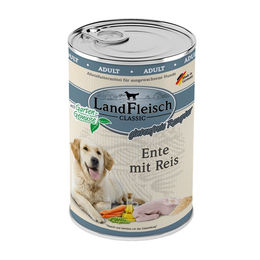 Wildes Land Classic Hundefutter Ente mit Reis und Gartengemüse Stückchen in Sauce, Adult, Glutenfrei, Ohne Zucker, Hoher Fleischanteil, 6 x 400 g - 6 x 400 g – Bild 1 von 2