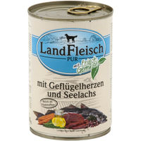 Produktbild von Wildes Land Dog Pur Hundefutter Geflügel und Seelachs 12x400g