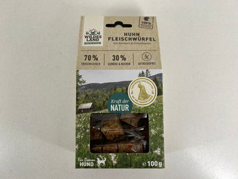 Wildes Land Fleischwürfel Huhn Hund Snack 100g getreidefrei ohne Farb- und Aromastoffe - 100 g – Bild 1 von 4