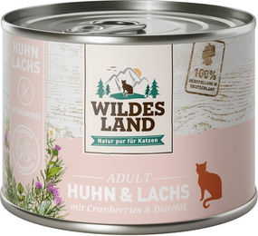 Produktbild von Wildes Land Getreidefreies Katzenfutter Huhn und Lachs mit Cranberries 6x200 g