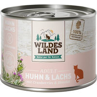 Produktbild von Wildes Land Getreidefreies Katzenfutter Huhn und Lachs mit Cranberries 6x200 g