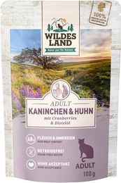 Wildes Land Getreidefreies Katzenfutter Kaninchen und Huhn mit Cranberries 12x100 g – Bild 1 von 3