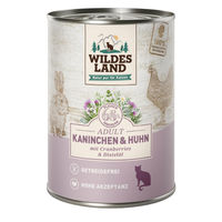 Produktbild von Wildes Land Getreidefreies Katzenfutter Kaninchen und Huhn mit Cranberries 6x400 g