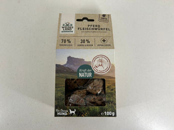 Wildes Land Hund Belohnungssnack Fleischwürfel Pferd 100g - 6 x 100 g – Bild 1 von 4