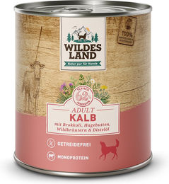 Wildes Land Hund Nassfutter Kalb mit Brokkoli Classic Adult 6 x 800 g - 6 x 800 g – Bild 1 von 3