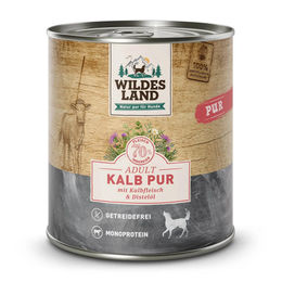 Wildes Land Hund Nassfutter PUR Adult Kalb mit Distelöl Stückchen in Sauce 6 x 800 g - 6 x 800 g – Bild 1 von 3