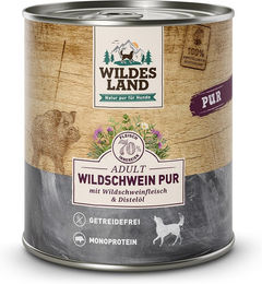 Wildes Land Hund Nassfutter Wildschwein mit Distelöl PUR Adult 6 x 800 g - 6 x 800 g – Bild 1 von 2