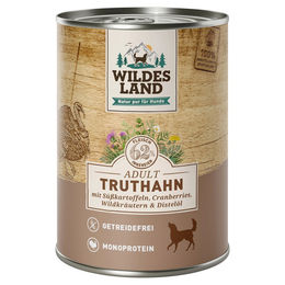Wildes Land Hundefutter Classic Adult Truthahn mit Süßkartoffel Stückchen in Sauce 12 x 400 g - 6 x 400 g – Bild 1 von 6