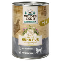 Produktbild von Wildes Land Hundefutter Huhn PUR mit Distelöl Stückchen in Sauce 400 g - 6 x 400 g