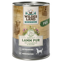 Produktbild von Wildes Land Hundefutter Lamm mit Distelöl PUR Adult Stückchen in Sauce 6 x 400 g - 6 x 400 g