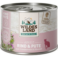 Produktbild von Wildes Land Hundefutter Rind und Pute mit Cranberries getreidefrei 6x200 g