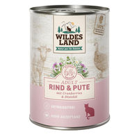 Produktbild von Wildes Land Hundefutter Rind und Pute mit Cranberries getreidefrei 6x400 g
