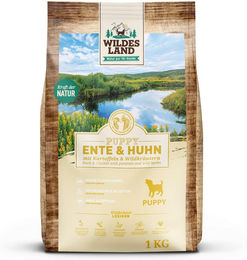 Wildes Land Hundetrockenfutter Ente und Huhn mit Kartoffel Classic Puppy Getreidefrei 1 kg - 4 x 1 kg – Bild 1 von 4