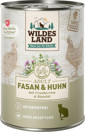 Wildes Land Katzen Nassfutter Adult Fasan und Huhn mit Stückchen in Soße 6 x 400 g getreidefrei - 6 x 400 g – Bild 1 von 4