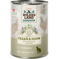 Produktbild von Wildes Land Katzen Nassfutter Adult Fasan und Huhn mit Stückchen in Soße 6 x 400 g getreidefrei - 6 x 400 g