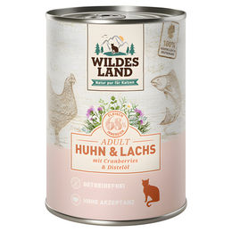 Wildes Land Katzen Nassfutter Adult Huhn und Lachs mit Cranberries Stückchen in Sauce Getreidefrei 6 x 400 g - 6 x 400 g – Bild 1 von 4