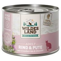 Produktbild von Wildes Land Katzen Nassfutter Adult Rind und Pute mit Stückchen in Sauce getreidefrei 6 x 200 g - 6 x 200 g