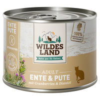 Produktbild von Wildes Land Katzen Nassfutter Classic Adult Ente und Pute mit Distelöl in Soße getreidefrei 6 x 200 g - 6 x 200 g