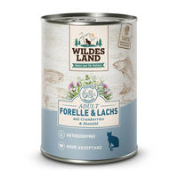 Produktbild von Wildes Land Katzen Nassfutter Classic Adult Forelle und Lachs Stückchen in Sauce Getreidefrei und Zuckerfrei 12 x 375 g - 6 x 375 g