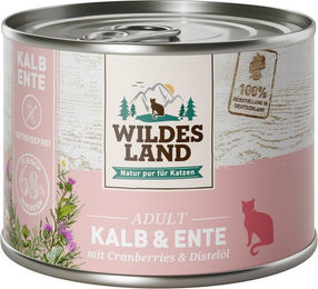 Wildes Land Katzen Nassfutter Classic Adult Kalb und Ente Stückchen in Sauce 6 x 200 g getreidefrei - 6 x 200 g – Bild 1 von 5