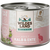 Produktbild von Wildes Land Katzen Nassfutter Classic Adult Kalb und Ente Stückchen in Sauce 6 x 200 g getreidefrei - 6 x 200 g