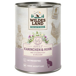 Wildes Land Katzen Nassfutter Classic Adult Kaninchen und Huhn mit Cranberries Getreidefrei 6 x 400 g - 6 x 400 g – Bild 1 von 4