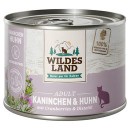 Wildes Land Katzen Nassfutter Classic Adult Kaninchen und Huhn mit Distelöl 6 x 200 g getreidefrei - 6 x 200 g – Bild 1 von 4