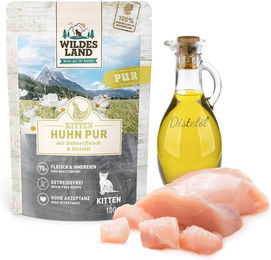 Wildes Land Katzen Nassfutter Huhn mit Distelöl PUR Kitten 12 x 100 g - 12 x 100 g – Bild 1 von 2