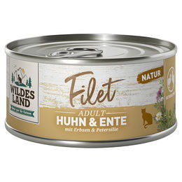 Wildes Land Katzen Nassfutter Huhn und Ente mit Erbsen Filet Getreidefrei 12 x 80 g - 12 x 80 g – Bild 1 von 3