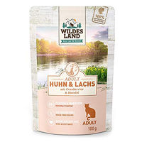 Produktbild von Wildes Land Katzen Nassfutter Huhn und Lachs Adult Stückchen in Sauce getreidefrei 12 x 100 g - 12 x 100 g