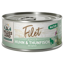 Wildes Land Katzen Nassfutter Huhn und Thunfisch mit Spinat Filets getreidefrei 12 x 80 g - 12 x 80 g – Bild 1 von 3
