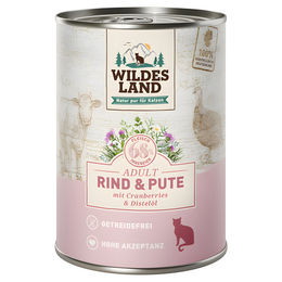 Wildes Land Katzen Nassfutter Rind und Pute mit Cranberries Adult Getreidefrei 6 x 400 g - 6 x 400 g – Bild 1 von 3