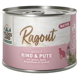 Wildes Land Katzen Ragout Rind und Pute mit Spinat getreidefrei 180 g - 6 x 180 g – Bild 1 von 4