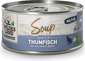 Wildes Land Katzen-Suppe Thunfisch mit Zucchini und Spinat Stückchen in Sauce Getreidefrei 12 x 80 g - 12 x 80 g – Bild 1 von 3