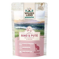 Produktbild von Wildes Land Katzenfutter Classic Adult Rind und Pute Stückchen in Sauce Getreidefrei ohne Zucker 12 x 100 g