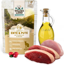 Wildes Land Katzenfutter Ente und Pute Adult getreidefrei glutenfrei 12 x 100 g - 12 x 100 g – Bild 1 von 3