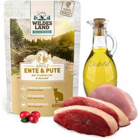 Produktbild von Wildes Land Katzenfutter Ente und Pute Adult getreidefrei glutenfrei 12 x 100 g - 12 x 100 g