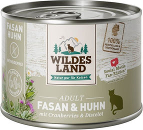 Wildes Land Katzenfutter Fasan und Huhn mit Cranberries getreidefrei mit hohem Fleischanteil Adult 6x200 g – Bild 1 von 3