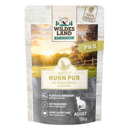 Wildes Land Katzenfutter Huhn PUR mit Distelöl Adult Getreidefrei 12 x 100 g – Bild 1 von 2