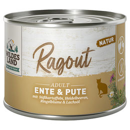 Wildes Land Katzenfutter Ragout Ente und Pute mit Süßkartoffeln getreidefrei 6 x 180 g - 6 x 180 g – Bild 1 von 6
