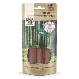 Wildes Land Kausnack Hirsch Dörrfleisch für Hunde 65 g – Bild 1 von 3